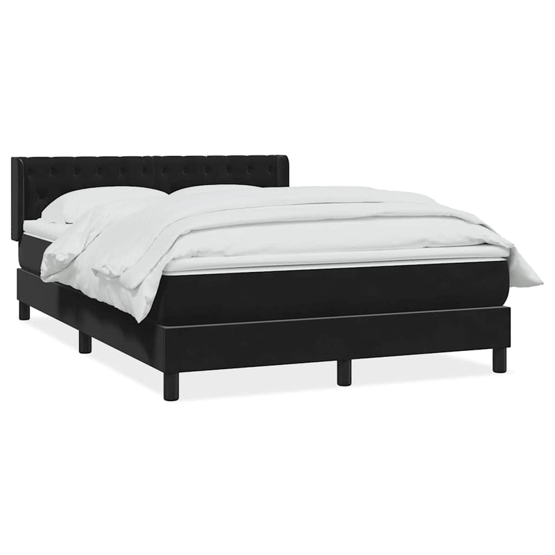 Pat box spring cu saltea, negru, 160x210 cm, catifea