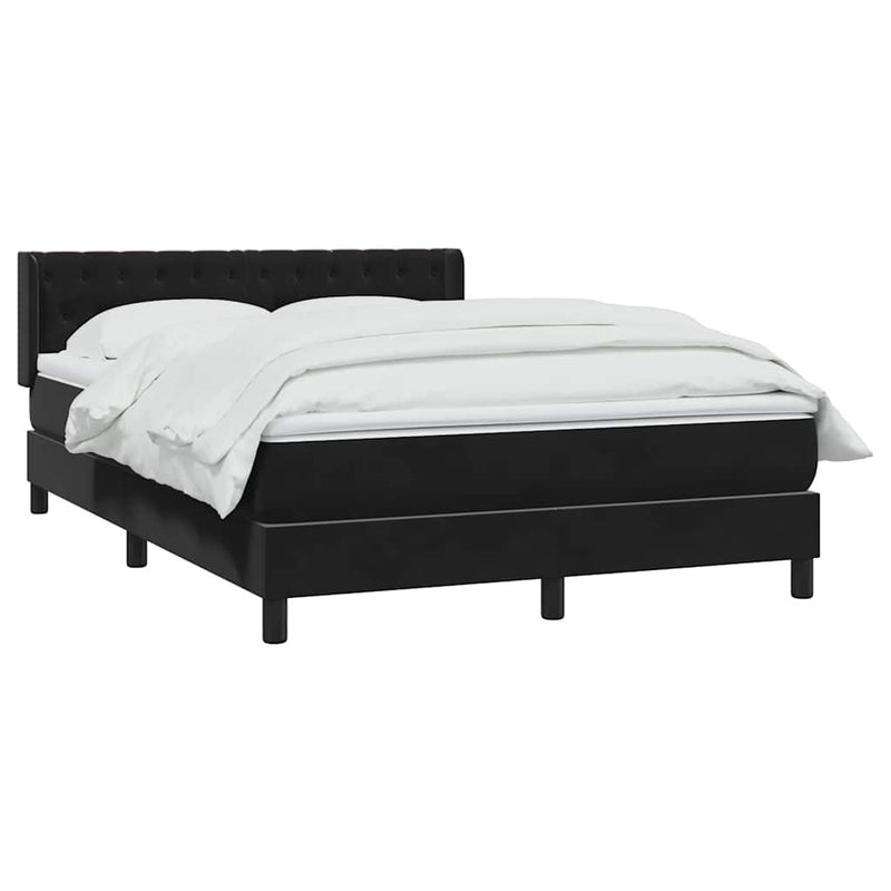 Pat box spring cu saltea, negru, 160x210 cm, catifea