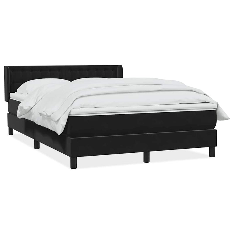 Pat box spring cu saltea, negru, 160x210 cm, catifea