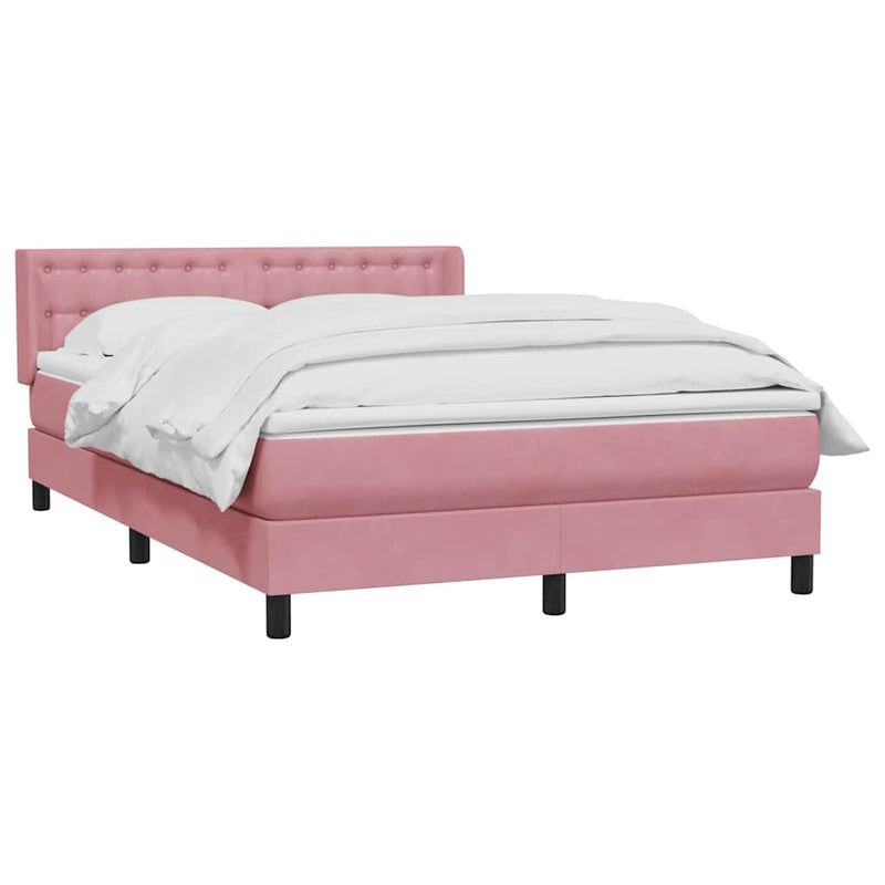 Pat box spring cu saltea, roz, 160x220 cm, catifea