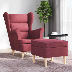 Fotoliu cu taburet pentru picioare, roșu vin, material textil