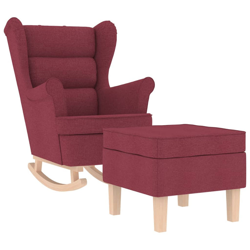 Scaun balansoar cu taburet, roșu vin, material textil