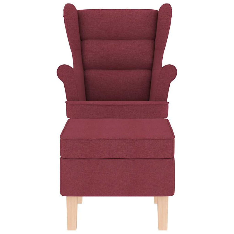 Scaun balansoar cu taburet, roșu vin, material textil