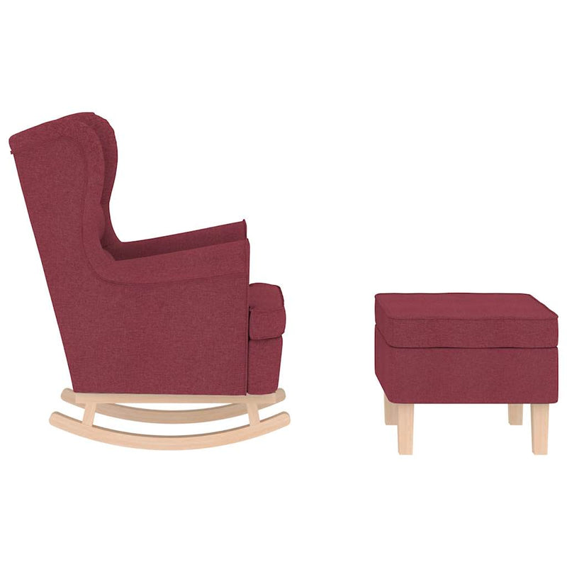 Scaun balansoar cu taburet, roșu vin, material textil