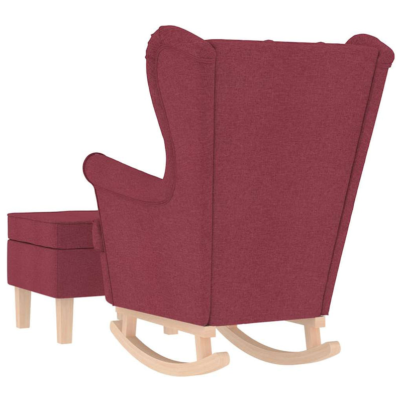 Scaun balansoar cu taburet, roșu vin, material textil
