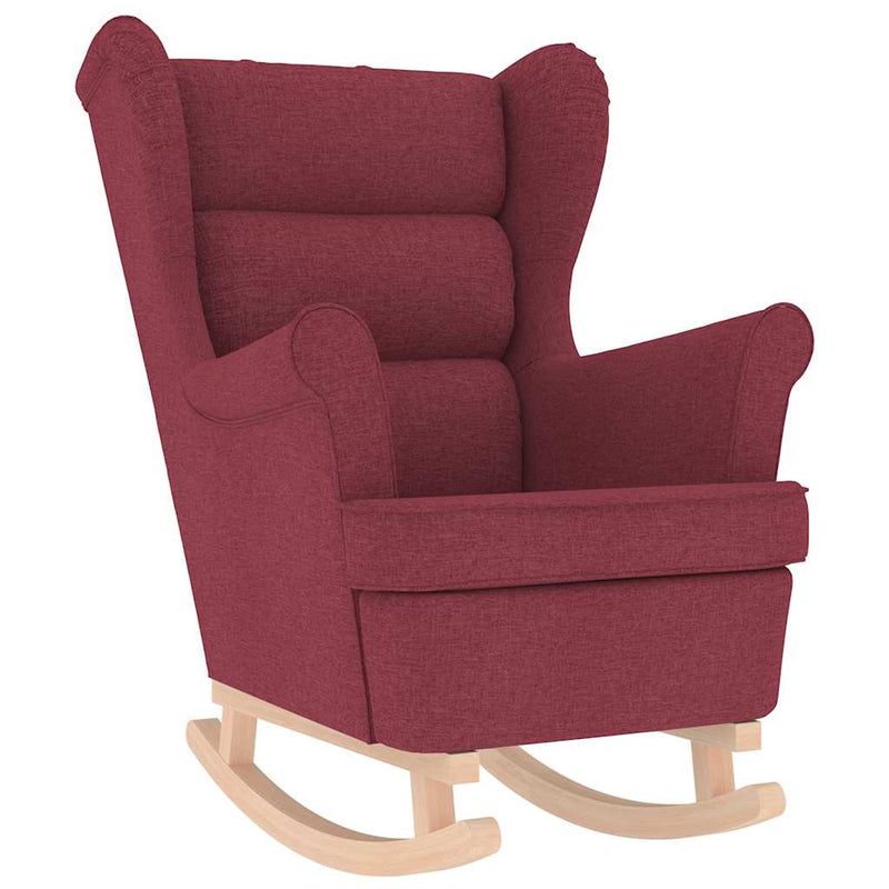 Scaun balansoar cu taburet, roșu vin, material textil