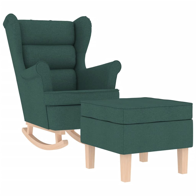 Scaun balansoar cu taburet, verde închis, textil