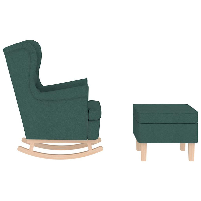 Scaun balansoar cu taburet, verde închis, textil