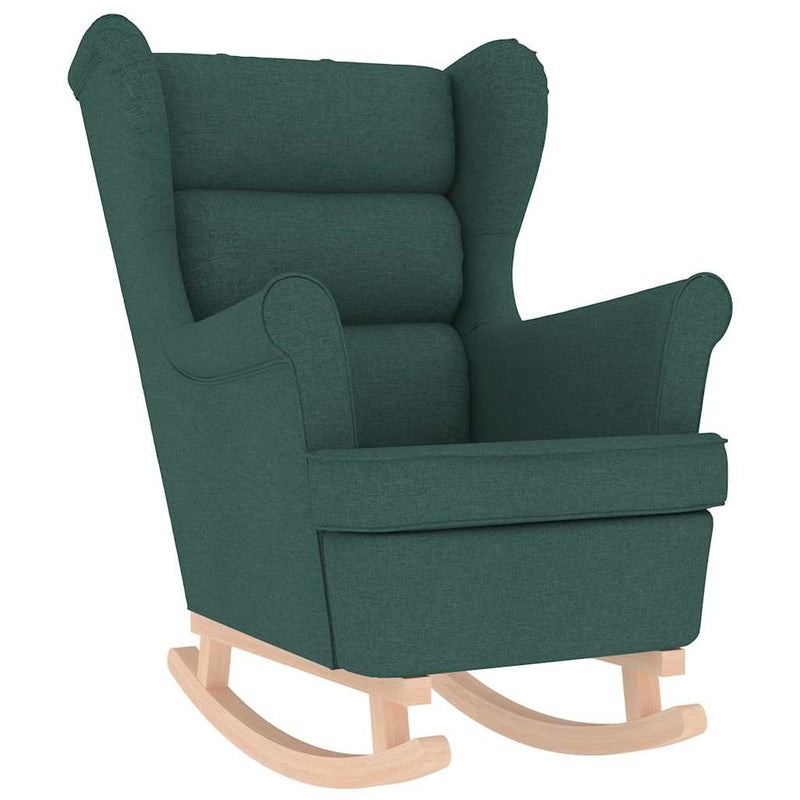 Scaun balansoar cu taburet, verde închis, textil