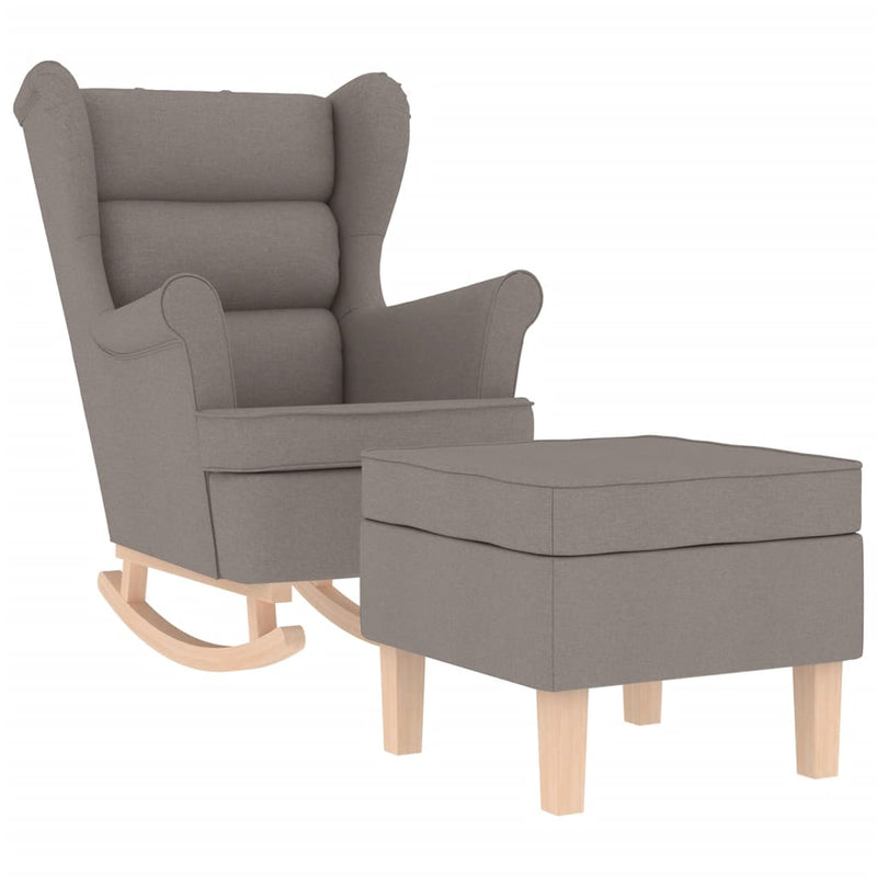 Scaun balansoar cu taburet, gri taupe, material textil