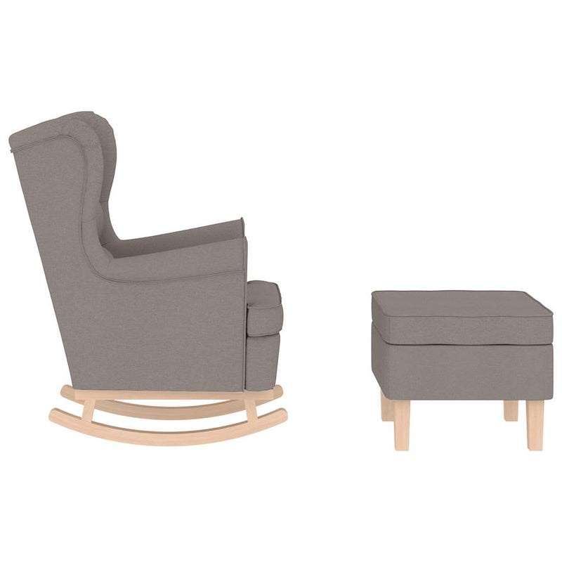 Scaun balansoar cu taburet, gri taupe, material textil