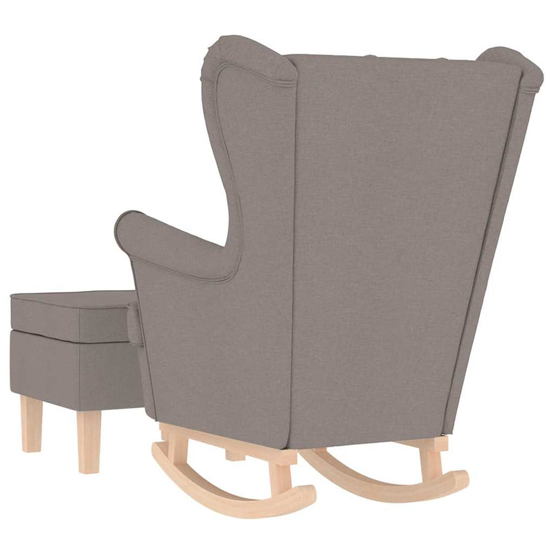 Scaun balansoar cu taburet, gri taupe, material textil