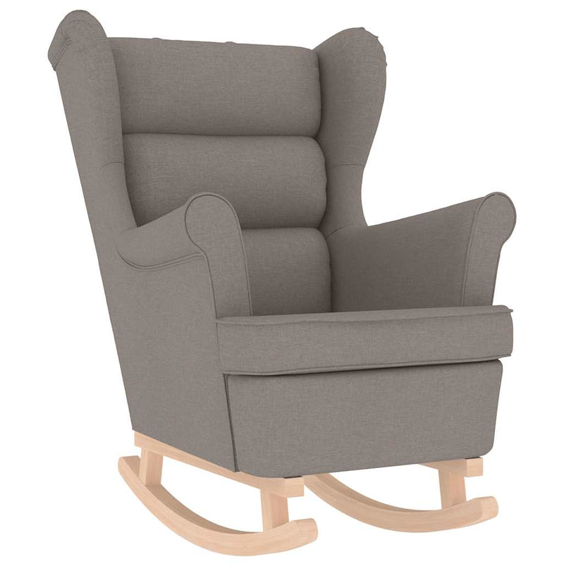 Scaun balansoar cu taburet, gri taupe, material textil