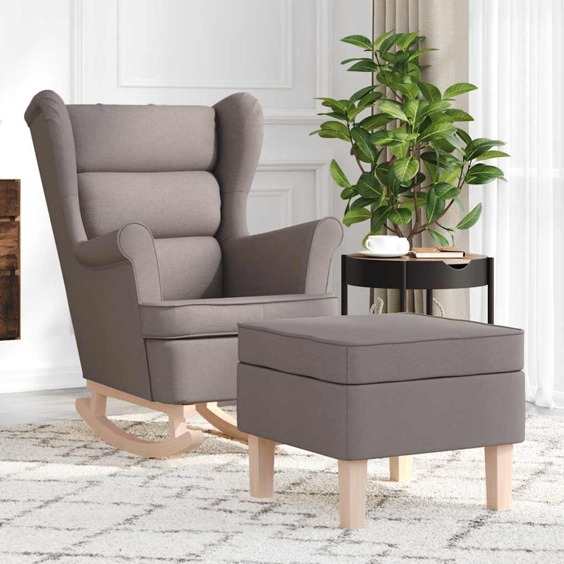 Scaun balansoar cu taburet, gri taupe, material textil