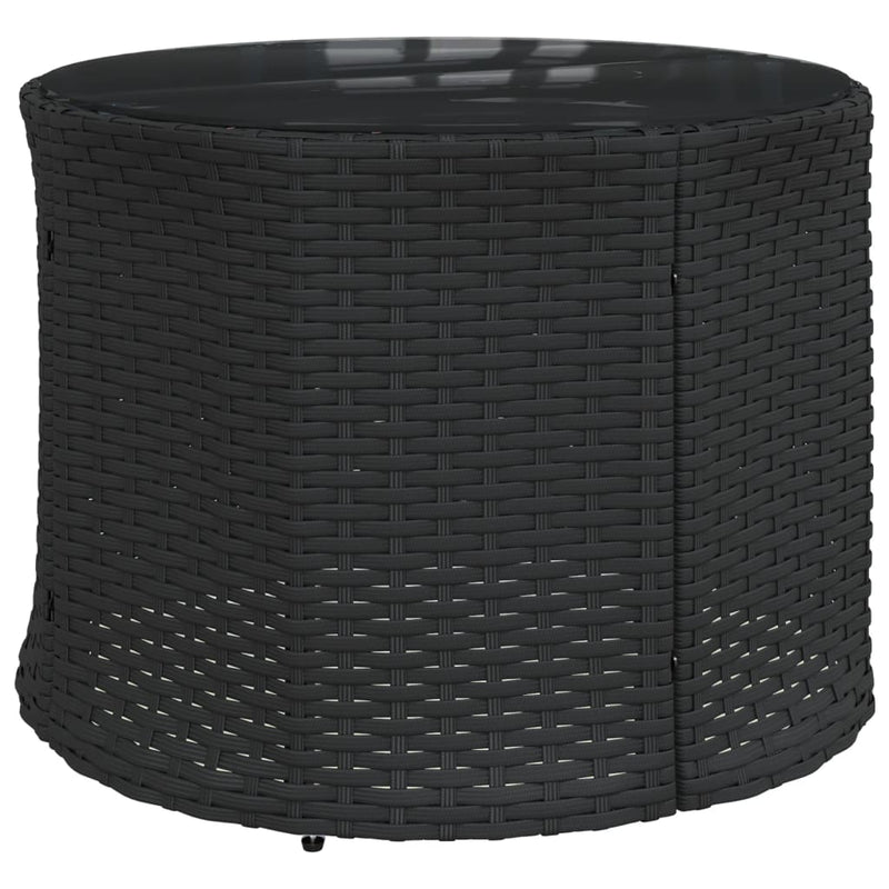 Canapea de grădină cu masă/perne, rotundă, negru, poliratan