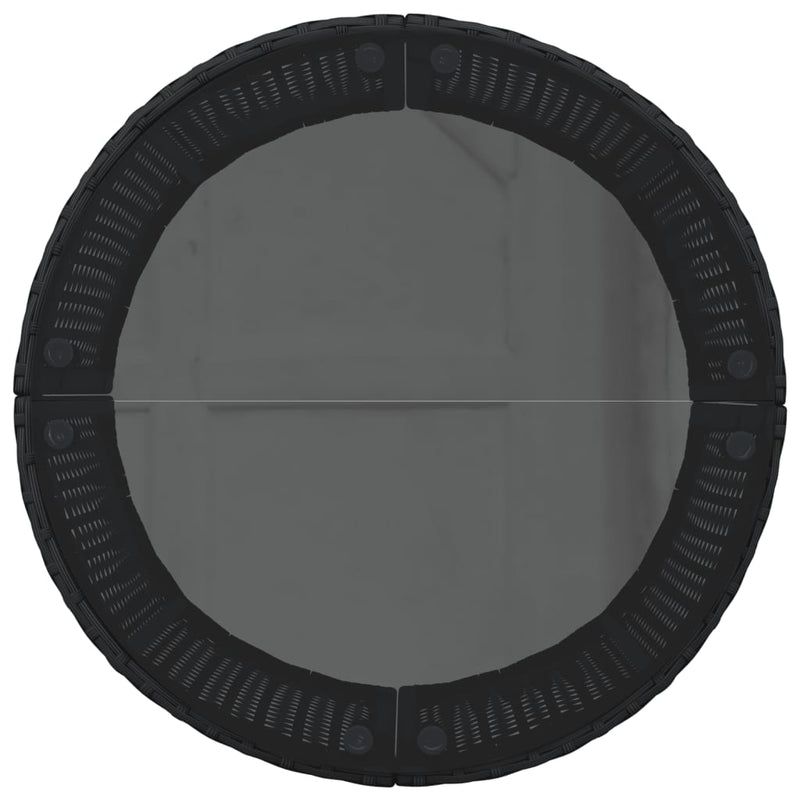 Canapea de grădină cu masă/perne, rotundă, negru, poliratan