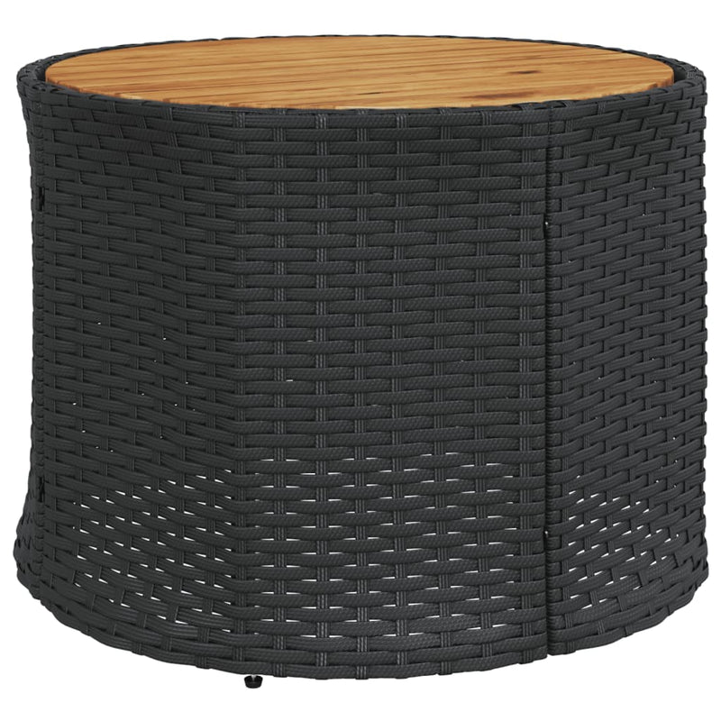 Canapea de grădină cu masă/perne, rotundă, negru, poliratan
