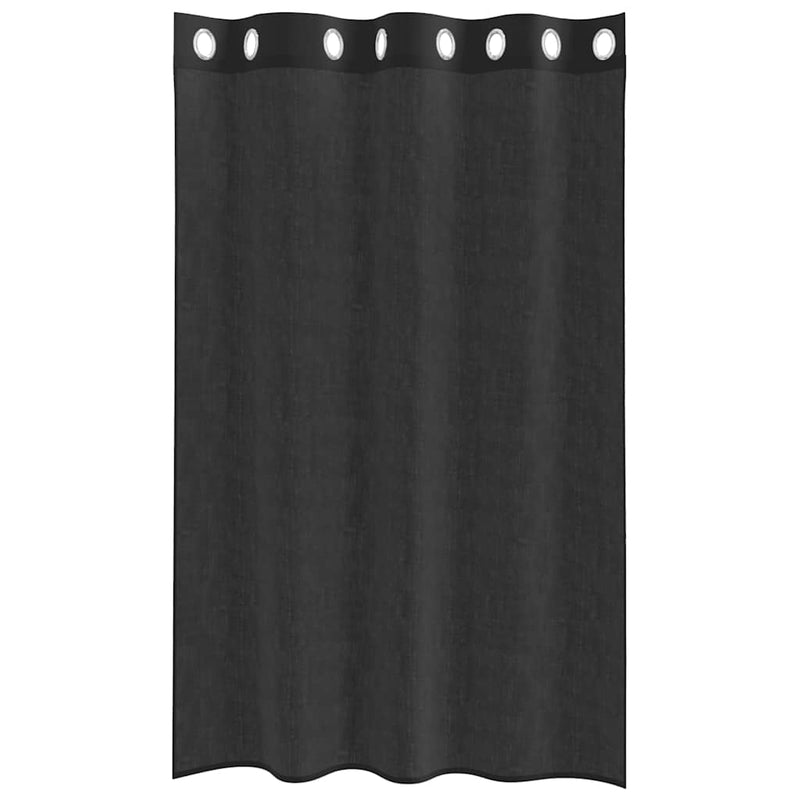Perdele Voile cu Oeli 2 buc Negru 140x175 cm