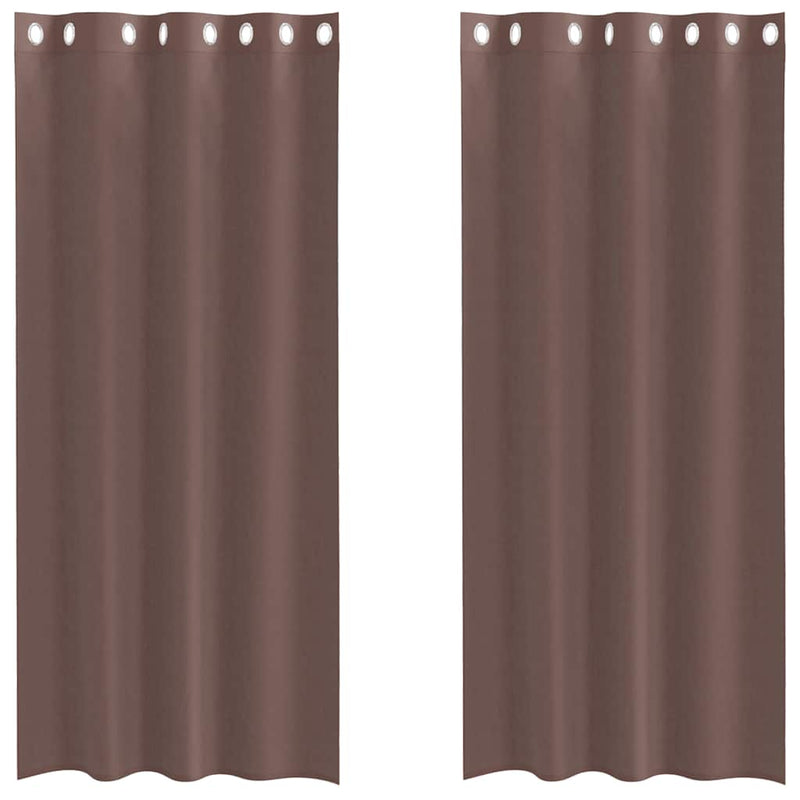 Perdele Voile cu Oeli 2 buc Maro 140x225 cm