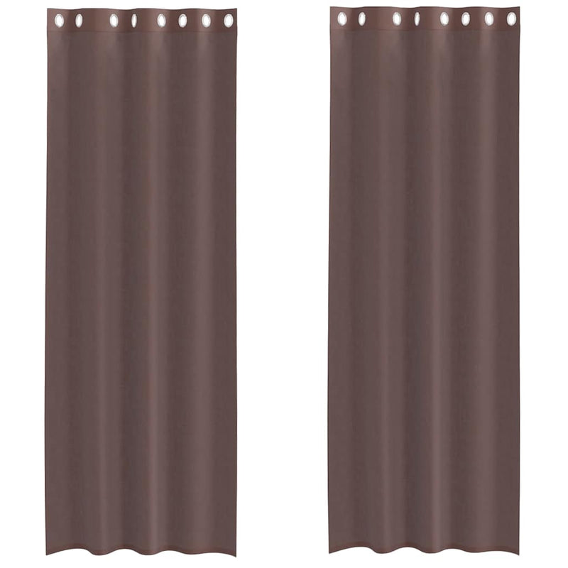 Perdele Voile cu Oelii 2 buc Maro 140x300 cm