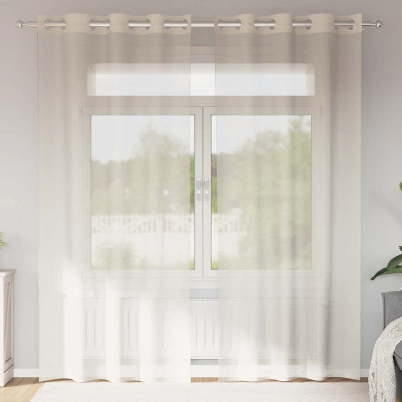 Perdele Voile cu Oeli 2 buc Crem 140x245 cm