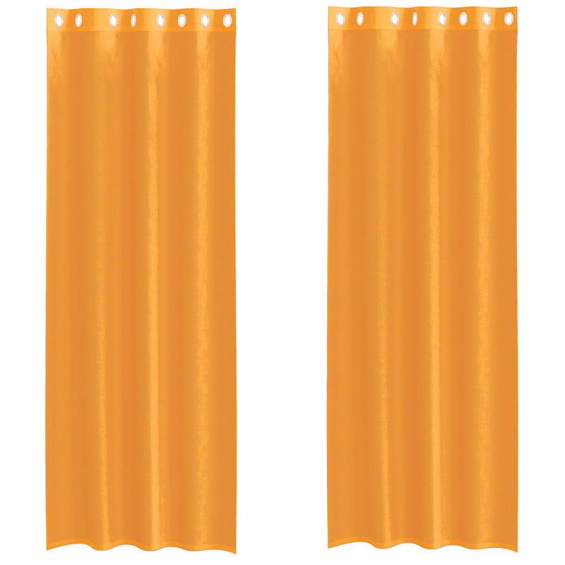Perdele Voile cu Oeli 2 buc Portocaliu 140x260 cm