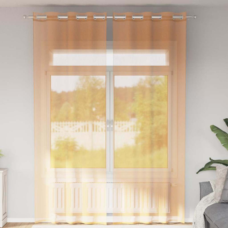 Perdele Voile cu Oeli 2 buc Portocaliu 140x260 cm