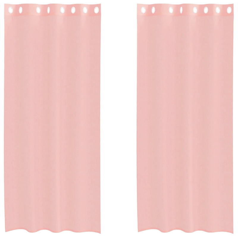 Perdele Voile cu Oelii 2 buc Roz 140x245 cm