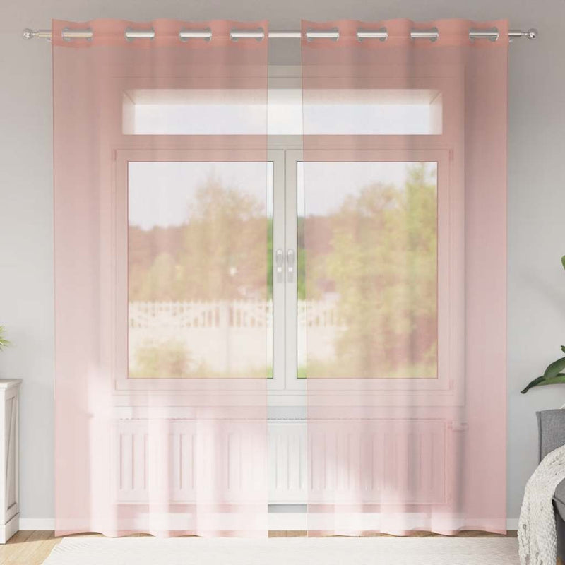 Perdele Voile cu Oelii 2 buc Roz 140x245 cm