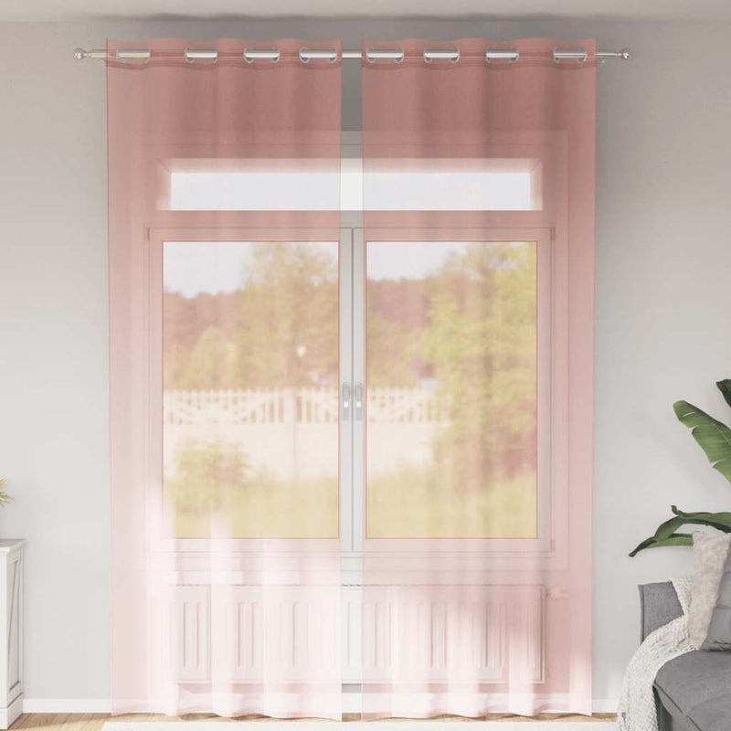 Perdele Voile cu Oelii 2 buc Roz 140x260 cm