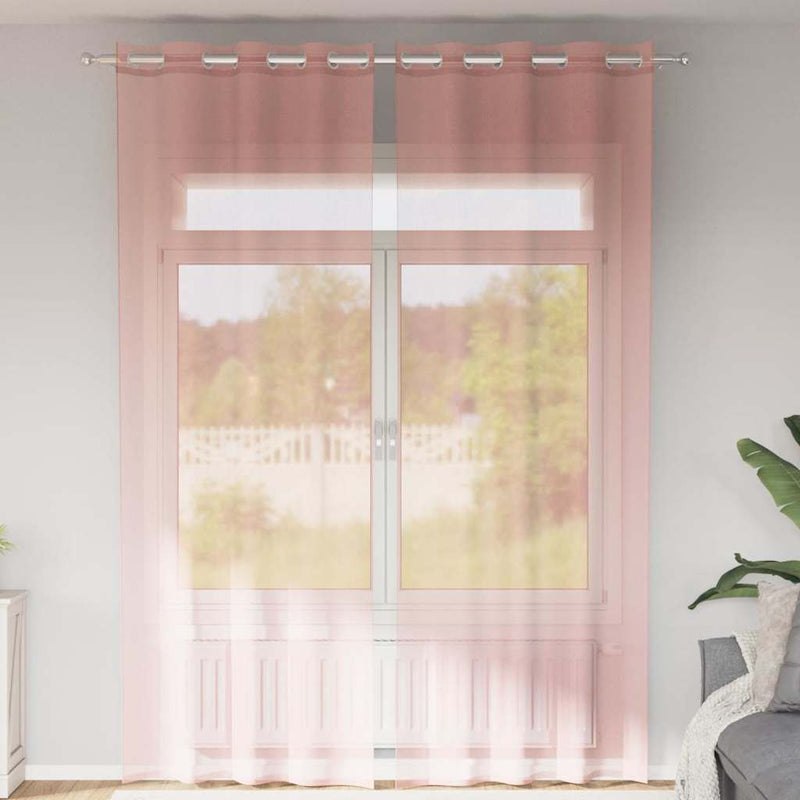 Perdele Voile cu Oelii 2 buc Roz 140x300 cm