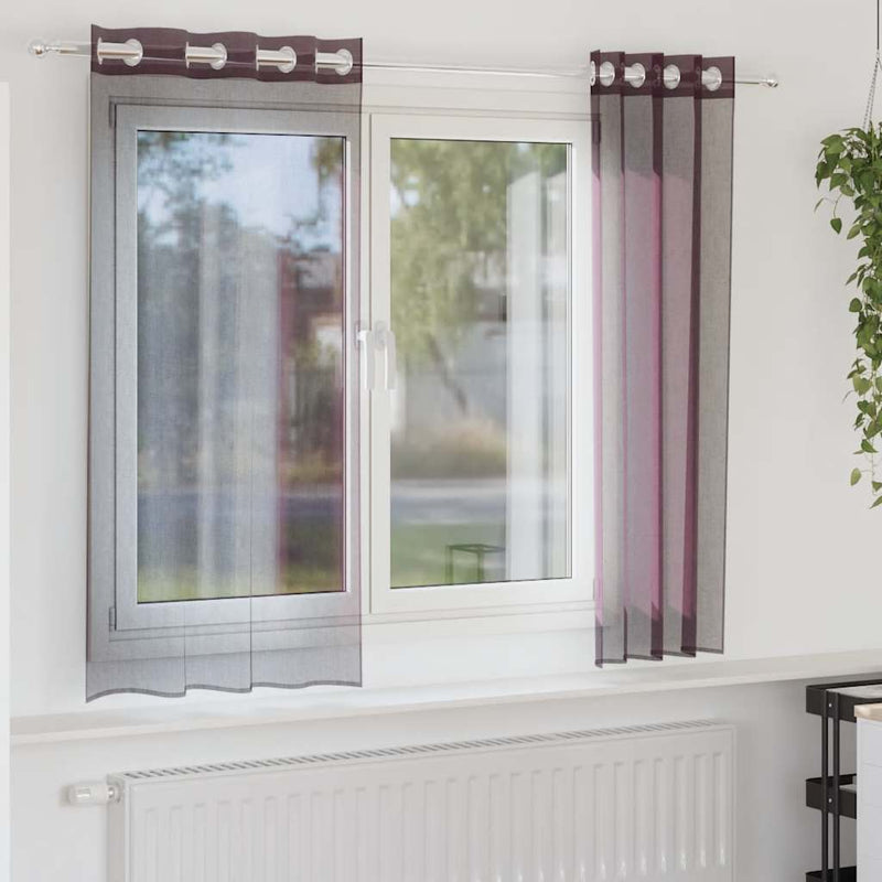 Perdele Voile cu Oelii 2 buc Violet 140x140 cm