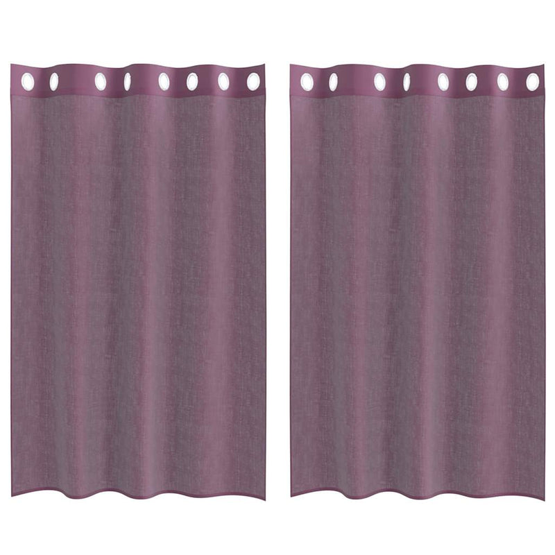 Perdele Voile cu Oeje 2 buc Violet 140x175 cm