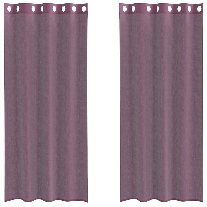 Perdele Voile cu Oelii 2 buc Violet 140x225 cm