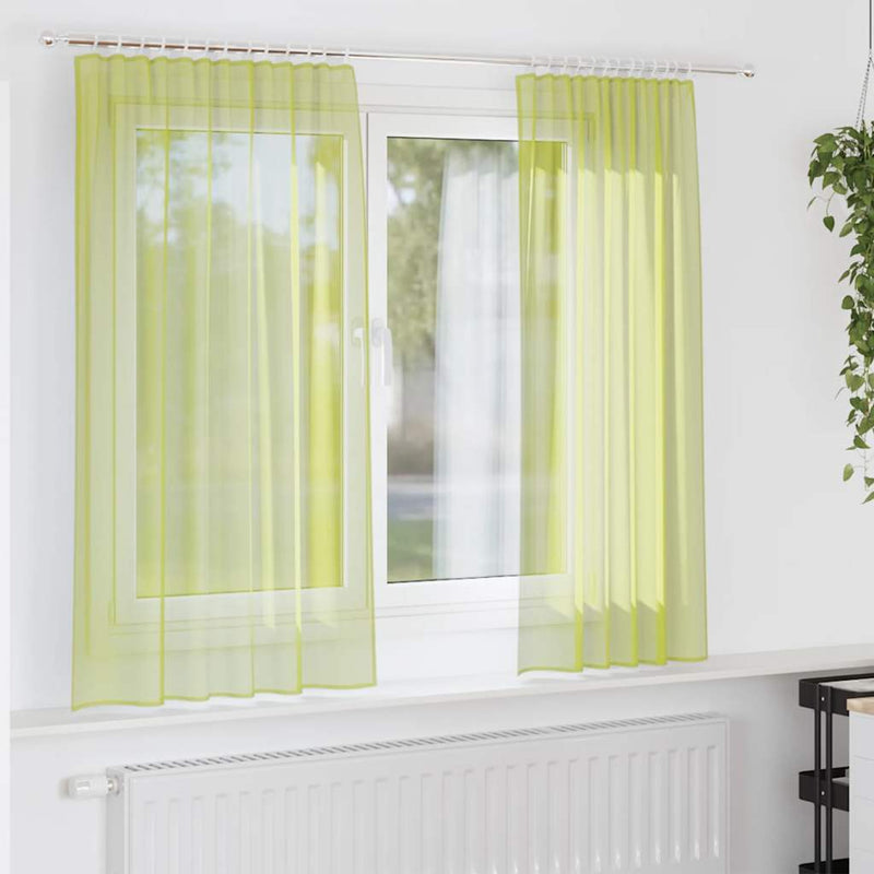 Perdele Voile cu buzunare pentru bare 2 buc verde măr
