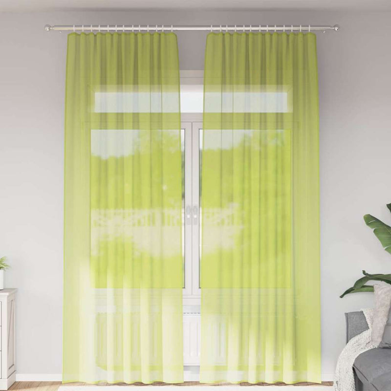 Perdele Voile cu buzunare pentru bare 2 buc verde măr