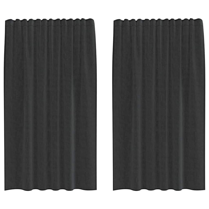 Perdele Voile cu buzunare pentru bare 2 buc Negru