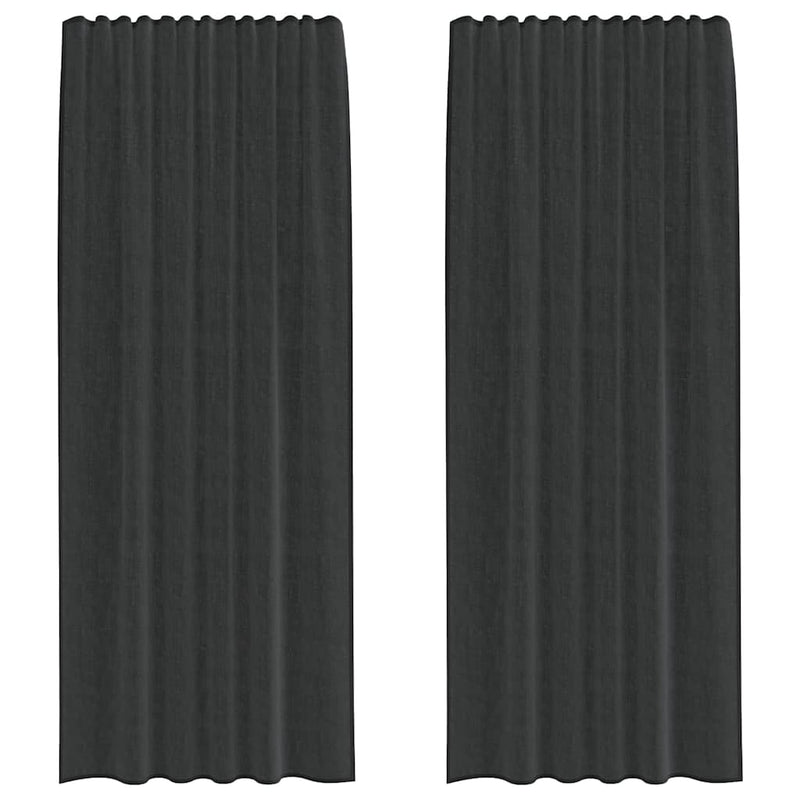 Perdele Voile cu buzunare pentru bare 2 buc Negru