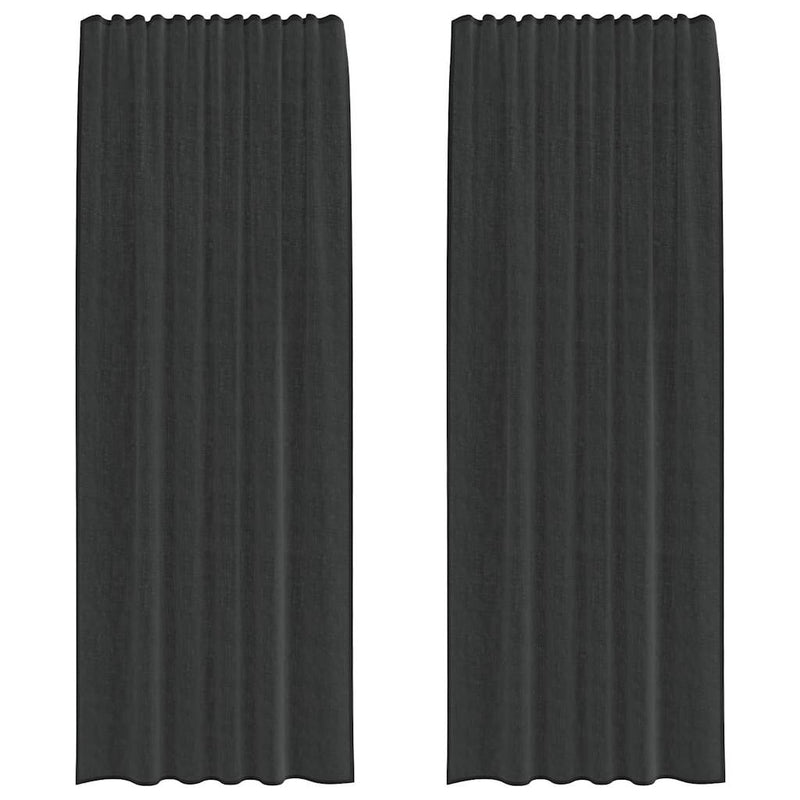Perdele Voile cu buzunare pentru bare 2 buc Negru