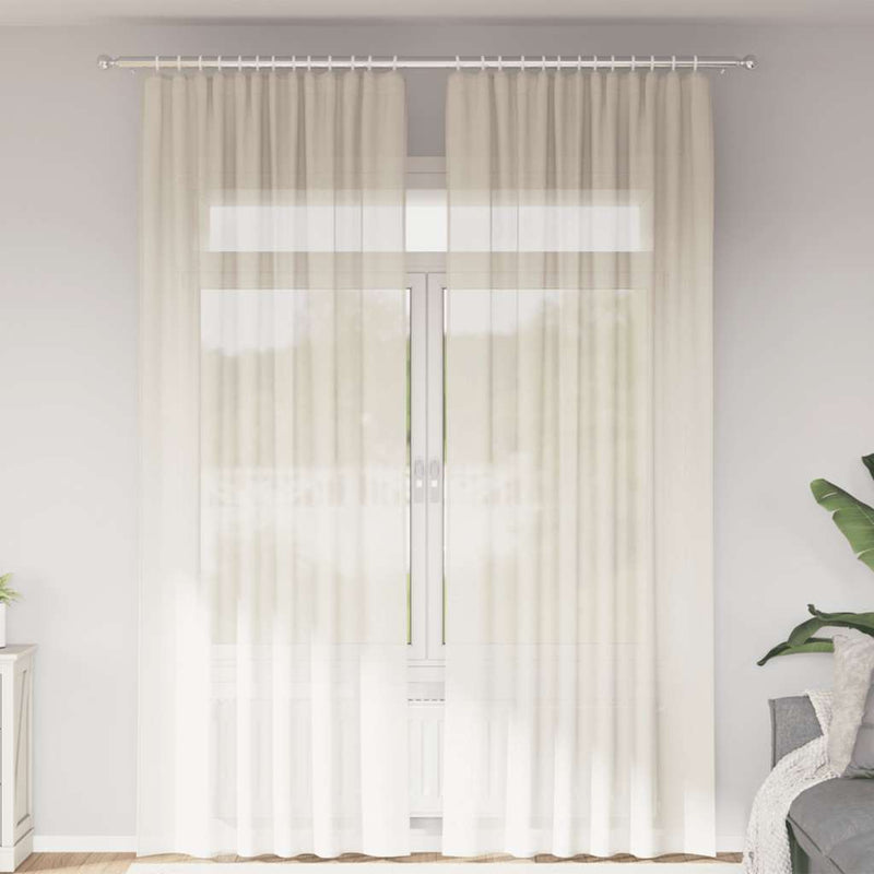 Perdele Voile cu buzunare pentru bare 2 buc crem