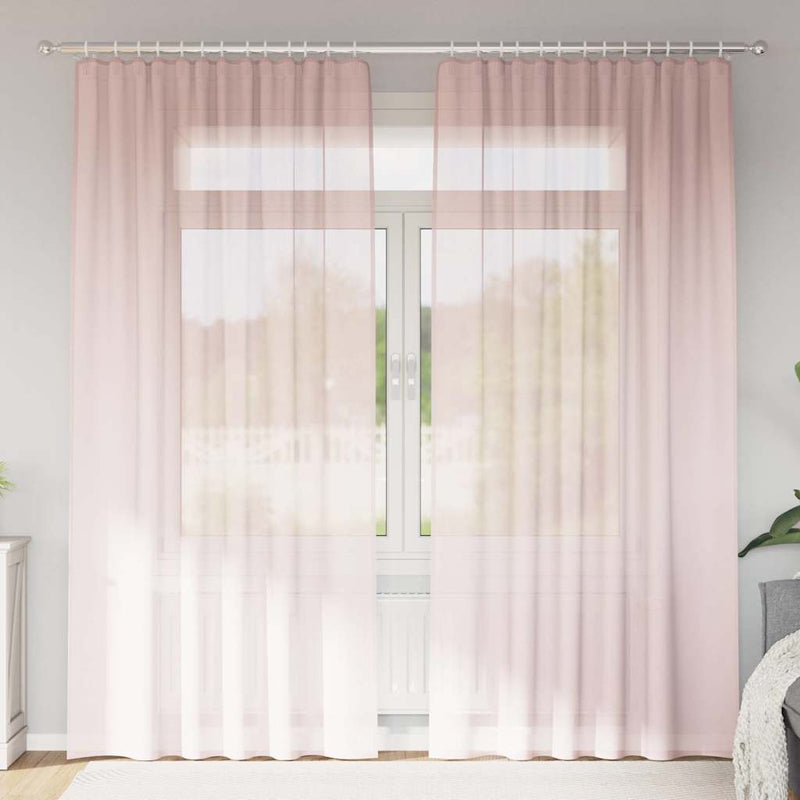 Perdele Voile cu buzunare pentru bare 2 buc Roz deschis