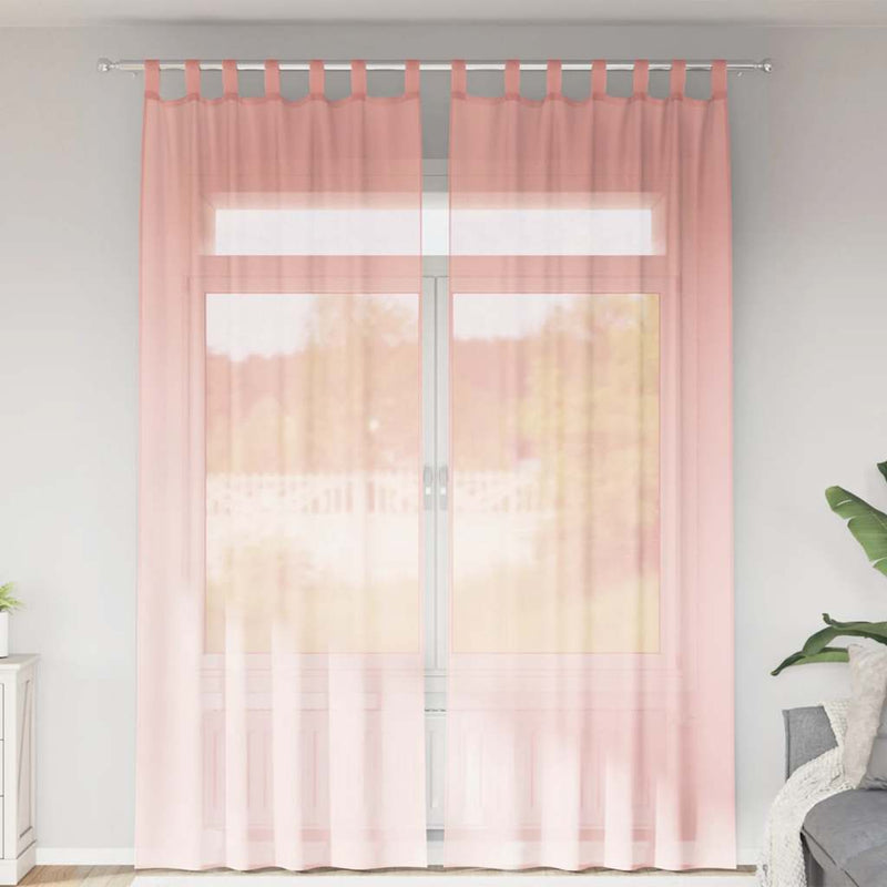 Perdele Voile cu buzunare pentru bare 2 buc Roz