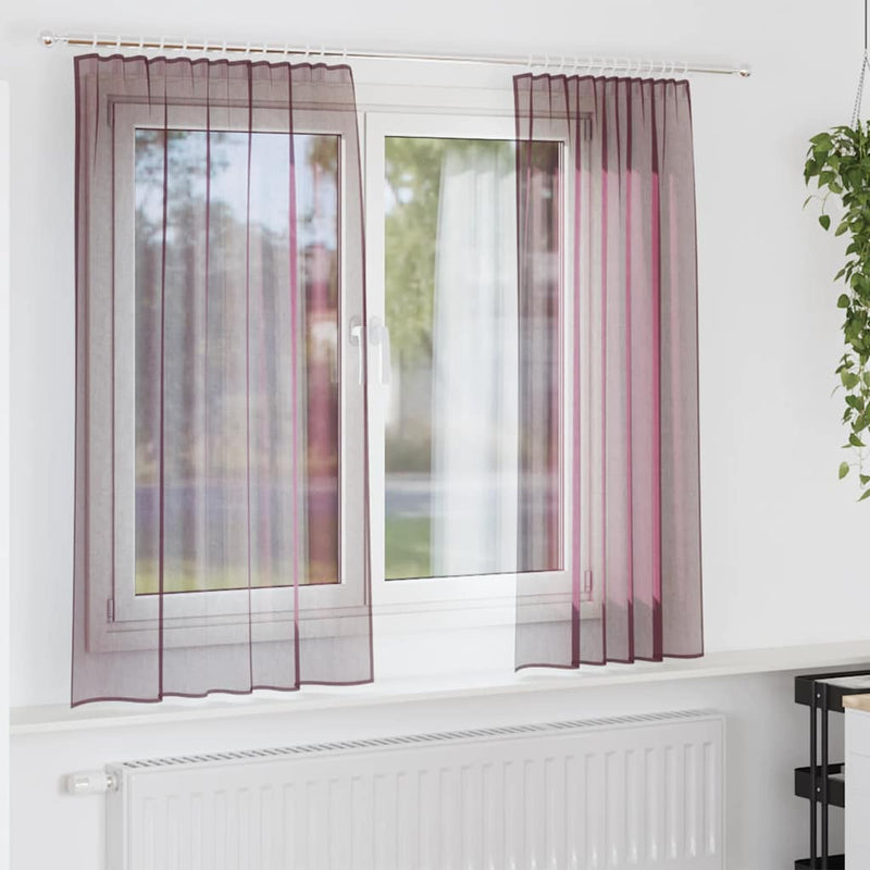 Perdele Voile cu buzunare pentru bare 2 buc violet