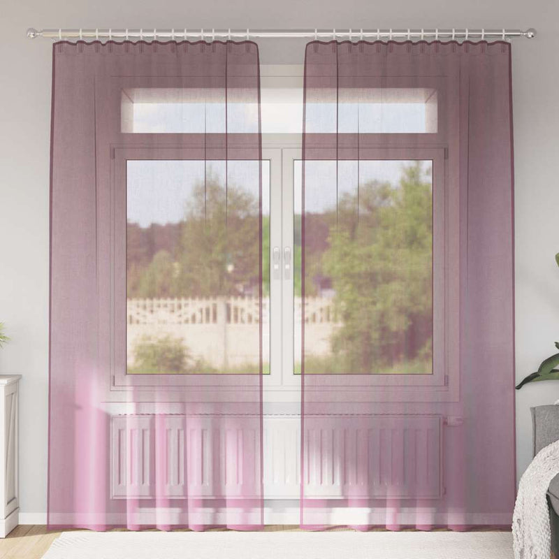 Perdele Voile cu buzunare pentru bare 2 buc violet
