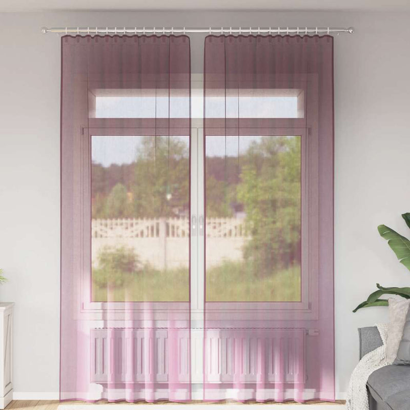 Perdele Voile cu buzunare pentru bare 2 buc violet