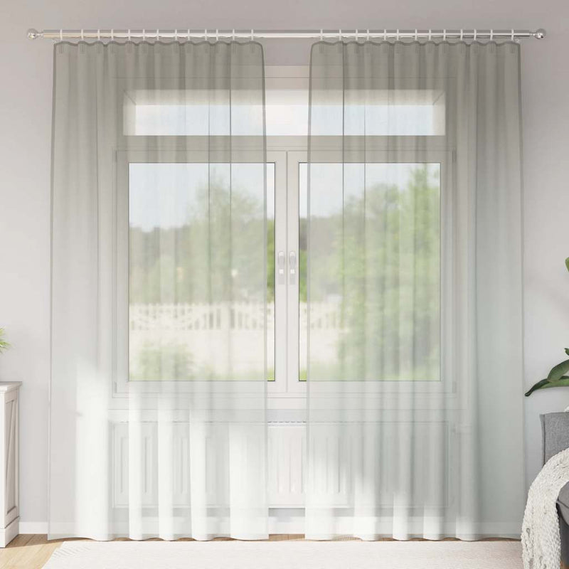 Perdele Voile cu buzunare pentru bare 2 buc gri deschis