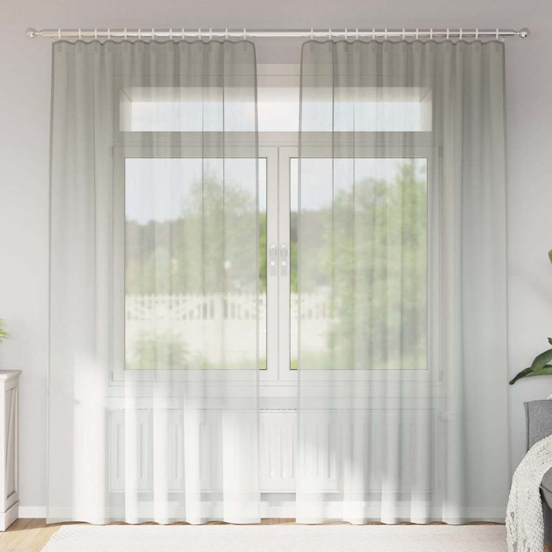 Perdele Voile cu buzunare pentru bare 2 buc gri deschis