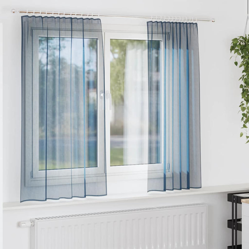 Perdele Voile cu buzunare pentru bare 2 buc Albastru regal