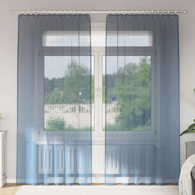 Perdele Voile cu buzunare pentru bare 2 buc Albastru regal