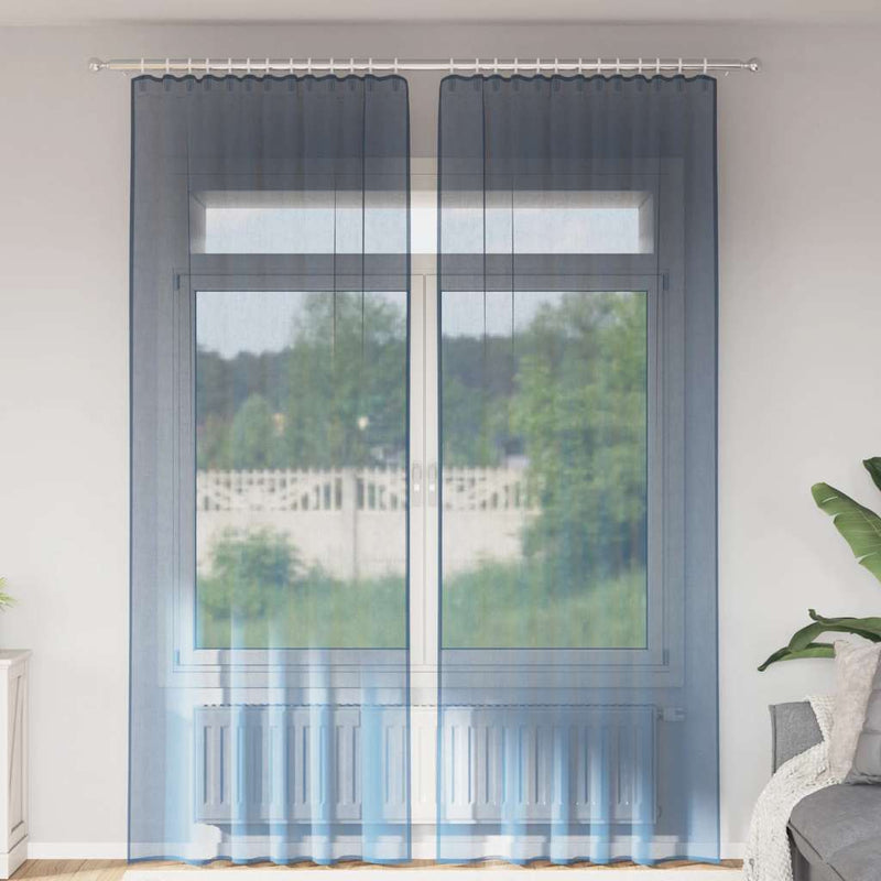 Perdele Voile cu buzunare pentru bare 2 buc Albastru regal